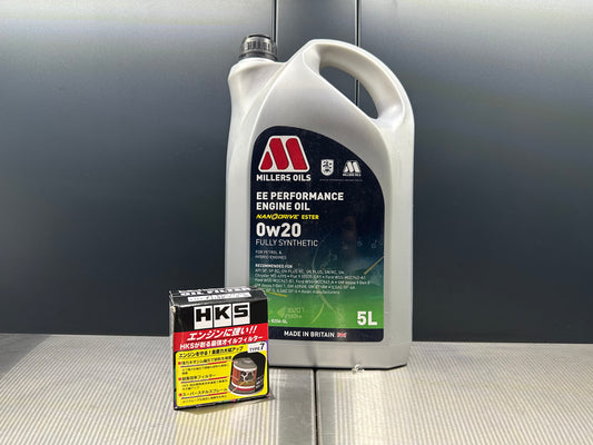 Ölwechsel Set Toyota GR Yaris (GXPA16) – 5L Millers 0W20, HKS Ölfilter, Toyota Dichtring
